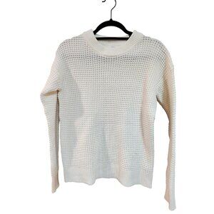 Time And Tru XS Waffle Knit Sweater Womens Recycled Fibers Cream Long Sleeve Pul